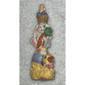 Easter Totem Duck Rabbit Chick Easter Decoration Multi Color 5"